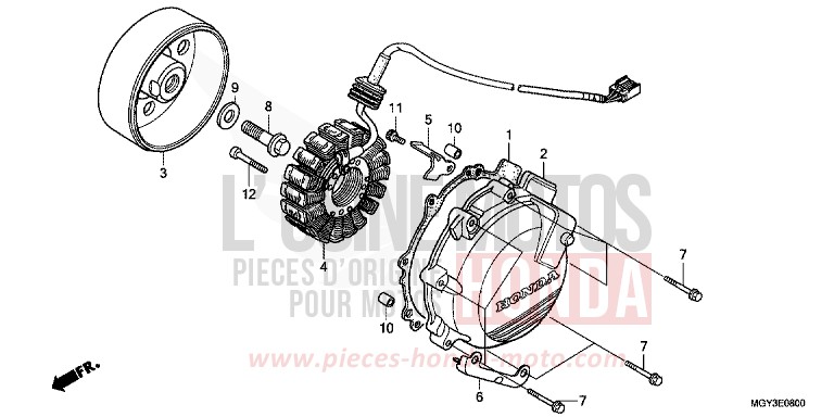 GENERATRICE von VFR800X „Crossrunner“ CANDY BLAZING RED (R195) von 2011